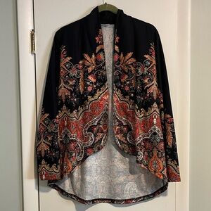 Elegant Black and Red Paisley Women's Jacket